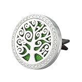 JAOYU 30mm Car Diffusers Aromatherapy Essential Oil Diffuser Vent Clip Tree of Life Stainless Steel Locket - Birthday Gifts for Women Men