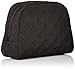 Vera Bradley Women's Microfiber Large Zip Cosmetic Makeup Organizer Bag, Classic Black, One Size