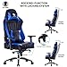 VON RACER Memory Foam Gaming Chair-Adjustable Tilt, Angle and 3D Arms Ergonomic High-Back Leather Racing Executive Computer Desk Office Metal Base, Blue