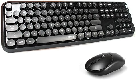 XUNIAN Wireless Keyboard and Mouse Combo, Full-sized keyboard and mouse, Wide Compatibility for Laptop, PC, Mac, Smooth and Fluid Operation, Round Key (Black)
