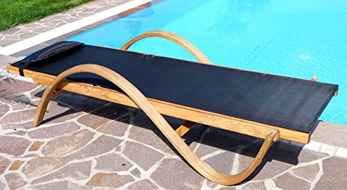 ASS Sonnenliege Paraiso aus Holz Lärche mit Kopfpolster von ALEOS, Farbe:Schwarz – Bild 4