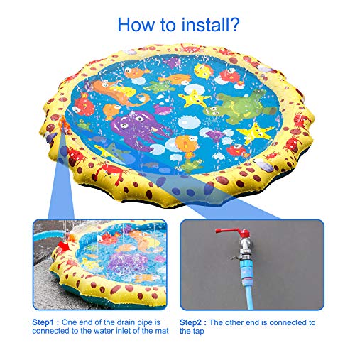 image for Conthfut Toddler Sprinklers Splash Water Play mat, 39in-Diameter Splas