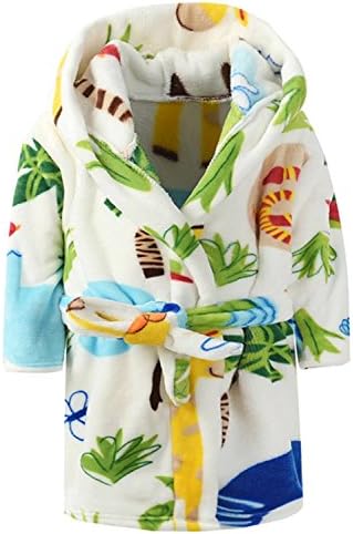 Ameyda Unisex Children's Flannel Bathrobes Hoodie, 1 Years - 13 Years