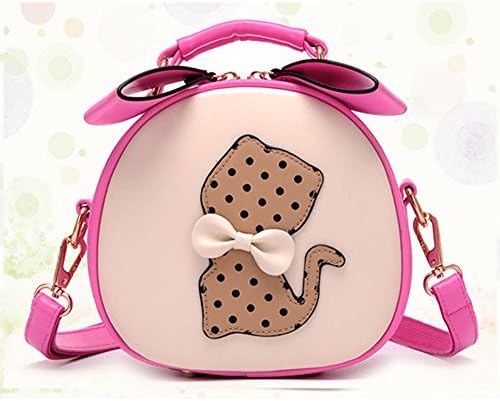 Eyedow eKingdom Outdoor Small Round Bag Candy Color Cute Cat PU Leather Handbags Crossbody Shoulder