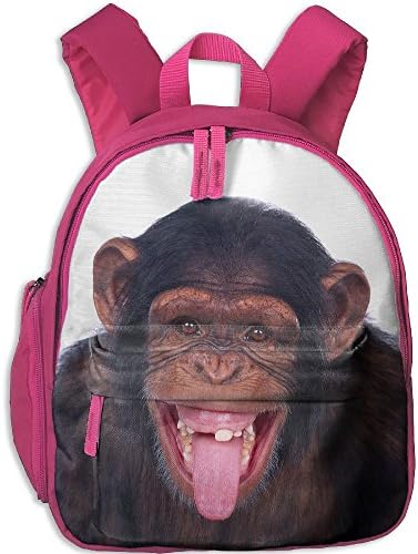Big Monkey Orangotan Face Kids Lightweight School Backpacks Handbag Pink With Adjustable Shoulder Strap For Travel Or School