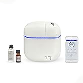 Waterless Oil Diffuser and 2 OZ Essential Oil for 3000 Sq. Ft Room Home Hotel Office, High-end Mini Smart Air Scent Freshener Machine with Bluetooth App, Aroma House Diffuser Powered by Adapter White