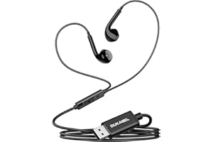 DUKABEL USB Wired Earbuds, USB Headphone with Mic for PC/ PS4/ PS5, 6FT in-Ear Stereo Earphones Headsets with Volume Control for Office Live Broadcast Gaming