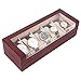 SONGMICS Watch Box 5 Slots Watch Organizer Display Case for Men and Women Mahogany Faux Leather UJWB05R