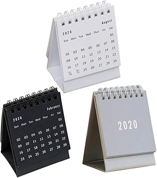 Amazon Com Besportble 3 Pcs Mini 2020 Table Calendar Diy Stand Up Year Calendar Flip Daily Scheduler For Home Office School Desk Decoration Gifts White Grey And Black Office Products