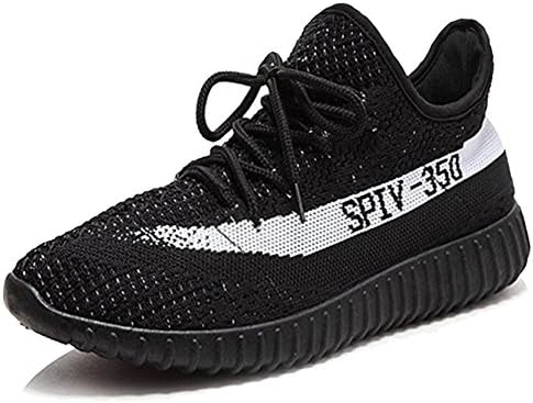 Boy's and Girls' Lightweight Breathable Fashion Sneakers Casual Slip-On Loafers Shoes Black White 31