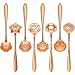 8 Pieces Flower Spoon Coffee Teaspoon Set Stainless Steel Tableware Creative Sugar Spoon Tea Spoon Stir Bar Spoon Stirring Spoon, 8 Different Patterns (Rose Gold)