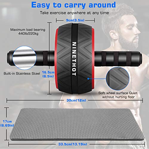 Home Gym Kit,Ab Roller Wheel with Knee Mat,Gyroscope Wrist Exerciser