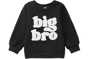 SOFEON Big Brother Sweatshirt Toddler Boy Big Bro Chenille Patch Letter Print Pullover Crewneck Long Sleeve Shirt Fall Tops