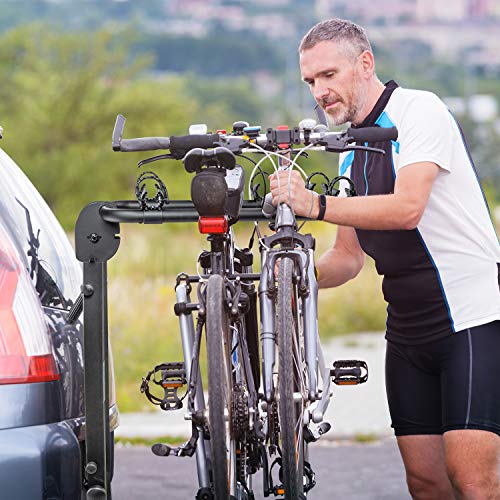 RaxGo Premium Hitch Mounted 4 - Bike Rack Carrier, Sturdy Bicycle Swing Away Rack – Fits 2” Receiver – Folding Design, Tilt Handle for Extra Convenience – Transports Up To 132 Lbs. – Easy Assembly - Thumbnail 4
