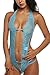 Avidlove Women Deep V Halter Lingerie Lace Babydoll Mini Bodysuit Blue Medium