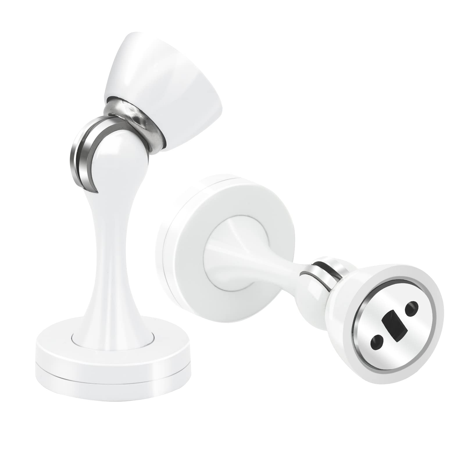 Door Stops, Magnetic Door Stop Stainless Steel Door Stoppers for Skirtings Floor Wall Mounted Soft Catch Magnetic Door Holder White Heavy Duty Magnet Door Stopper for Door Hold Open, 2Pack