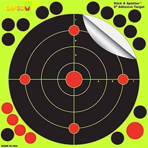 SAFSOU - 8 inch "Stick &amp; Splatter" Reactive Self Adhesive Shooting Targets - Gun - Rifle - Pistol - AirSoft - BB Gun - Pellet Gun - Air Rifle