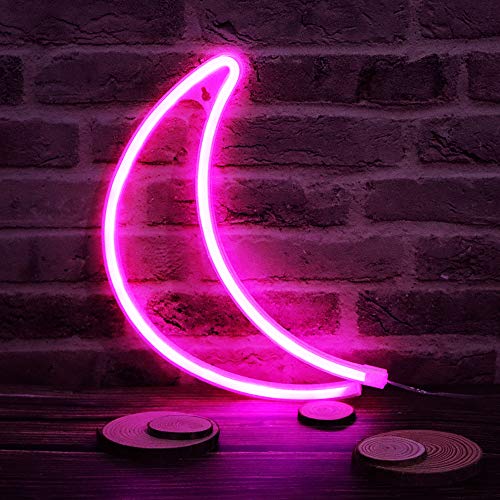 LED Neon Moon Lights, Moon Shape Neon Signs Crescent Night Lights