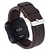 KADES for Fitbit Versa Bands, Classic Leather Band Replacement Strap Compatible for Fitbit Versa 2/ Fitbit Versa Lite Edition Smart Watch Men Women (Coffee Band+ Silver Buckle)