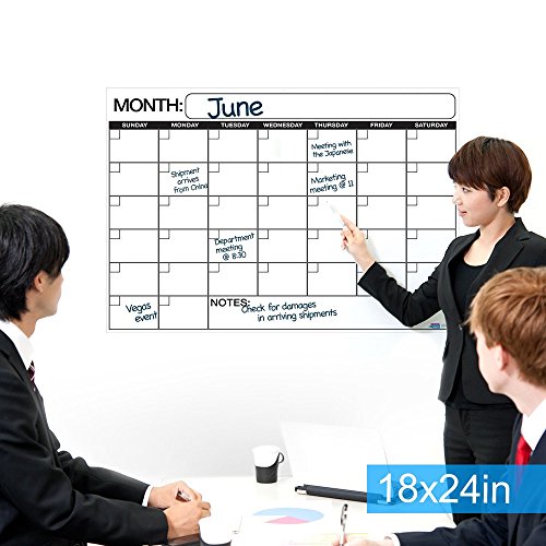 Best Large Dry Erase Wall Calendar Planner & Organizer 18" X 24" in Laminated Dry or Wet Erase Print Squares to Plan Your Whole Day - Perfect for School Classes Office Cubical Home College Dorms - Thumbnail 6