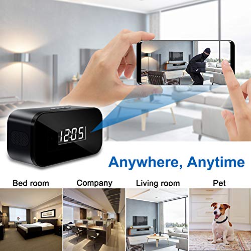 Hidden Camera Spy Camera Mini Spy Camera 1080P Wireless Hidden WiFi Clock Camera,Hidden Nanny Cam with Night Vision,120 Ultra Wide Angle,Motion Detection,Hidden Cam,Surveillance Camera Full HD