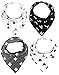 MKONY Baby Bandana Drool Bibs with 2 Snaps,Monochrome Set,4-Pack Soft Absorbent Cotton, Cute Baby Gift for Boys & Girls
