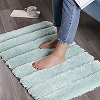 Artiron Tufted Bathroom Rugs, Non Slip Durable Thick Ribbed Bath Mat 20"x31" Soft Luxury Microfiber Floor Rug Carpet Machine-Washable Shaggy Fluffy Doormats for Shower Tub Spa Blue