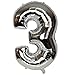 40 Inch Silver Digital Helium Foil Birthday Party Balloons (Number 3, Silver)