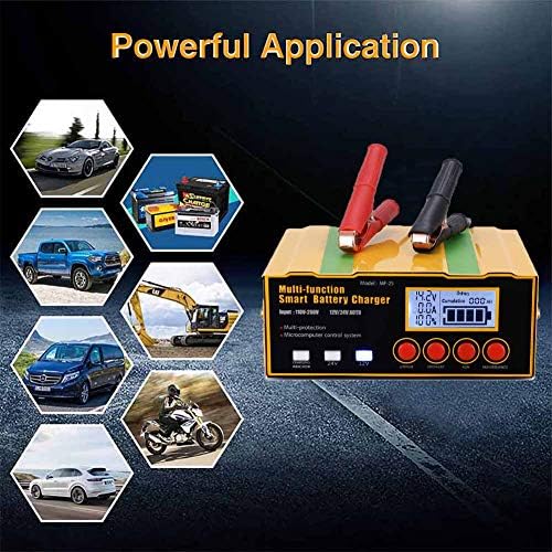 Car Battery Charger, 12V/12A 24V/6A Automatic Smart Charger Monitor