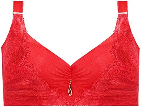 Hajotrawa Womens Underwire Basic Thin 3/4 Cup Support Floral Lace Bras Red 44E