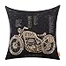 LINKWELL 18x18 inches Black Motorcycle Design Draft Man Cave Home Sofa Burlap Throw Cushion Cover Pillowcase CC1208