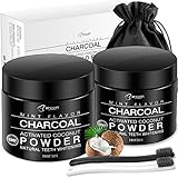 BESTOPE 2 Pack Charcoal Teeth Whitening Powder, Natural Activated Coconut Charcoal Teeth Whitener Powder with 2 Brush Oral Care Set (2.8 oz x 2)