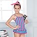 QRH Big Girls Poptical Stripes Sport Splice 1 Piece Swimsuit