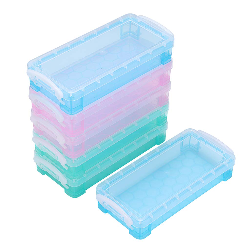 Sumnacon Set of 6 Stackable Pencil Boxes for Coloured Pencils (Pink + Green + Blue)