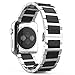 MoKo Compatible Band Replacement for Apple Watch 42mm 44mm Series 4/3/2/1, Stainless Steel Ceramics Link Replacement Strap Bracelet with Butterfly Buckle Clasp - Black (Not Fit iWatch 38mm 40mm)