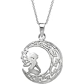 Guardian Angel Necklace 925 Sterling Silver | Fairy Pendant Necklace Fairy Moon Necklace