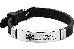 LuxglitterLin Medical Alert ID Bracelet Laser Engraved ELIOUS Black Adjustable Wristband for Men Women Emergency First Aid 8.5"