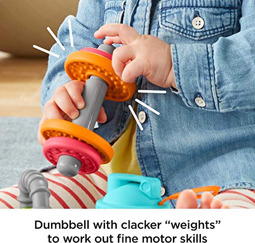 Fisher-Price Baby Teething & Rattle Toys Baby Biceps Gift Set, Gym-Themed for Infant Fine Motor & Sensory Play, 4 Pieces