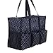 Pursetti Utility Tote with Pockets & Compartments-Perfect Nurse Tote Bag, Teacher Bag, Work Bags for Women & Craft Tote (Black Trellis_Large)