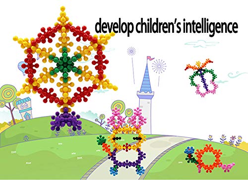 FEENM Creative Kids Brain Plum Building Blocks STEM Toys Interlocking Plastic Disc Set Snowflake for Safe, Fun, Creative Building Educational STEM Construction Toy Gift for Boys & Girls