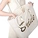 ELEGANTPARK Personalized Bride Jumbo Tote Bag Gold Sequin Wedding Bridal Shower Bachelorette Gift 100% Jute with Handle and Interior Pocket