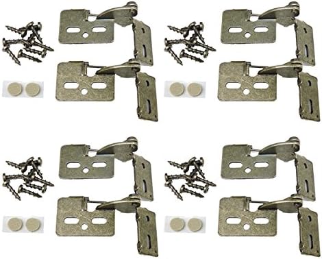 8 YOUNGDALE #3 Antique Brass 5/16" Overlay 1/2-3/4" Thick Door Concealed Snap Close Cabinet Hinges Frameless Framed Face Bumpers Screws Easy Simple Installation Table Saw Plunge Router Notch Embedded
