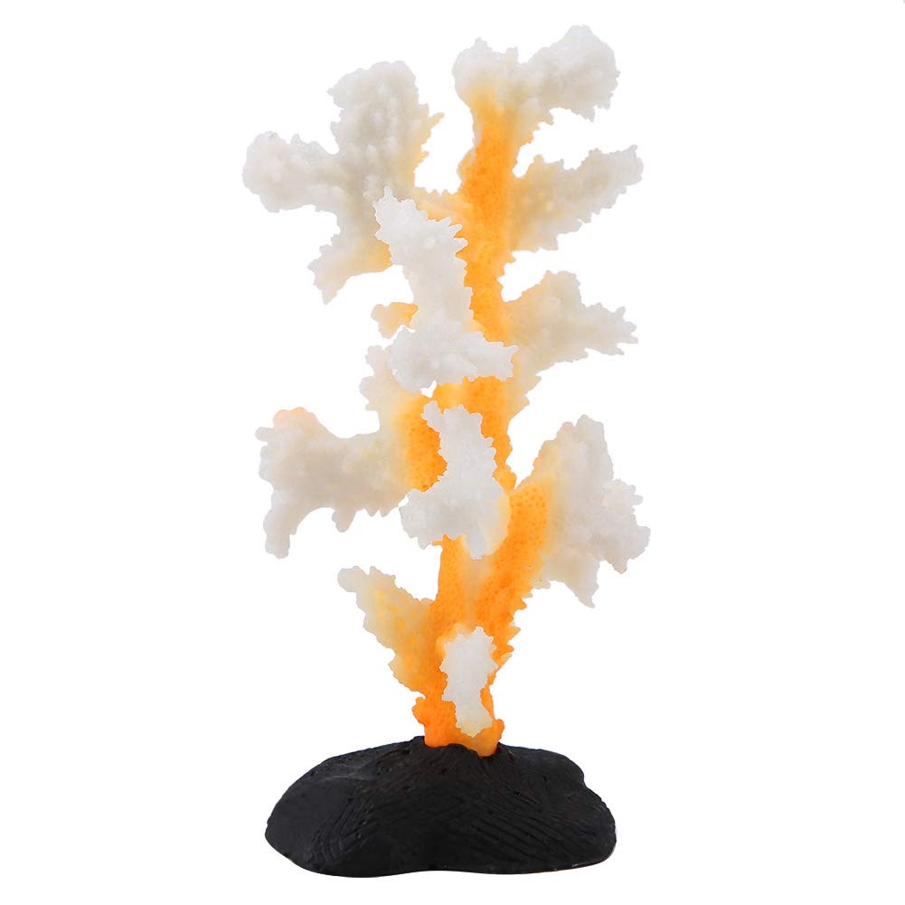 Smandy Glowing Effect Artificial Coral Plant Luminous Silicone Coral for Fish Tank Landscape Decoration Aquarium Ornaments (Yellow)