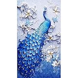 DIY 5D Diamond Painting Kit Diamond Sticker Stitch Painting Sets Full Drill Diamond Painting,Diamond Painting for Adult or Kid-Peacock (11.8x15.7inch)
