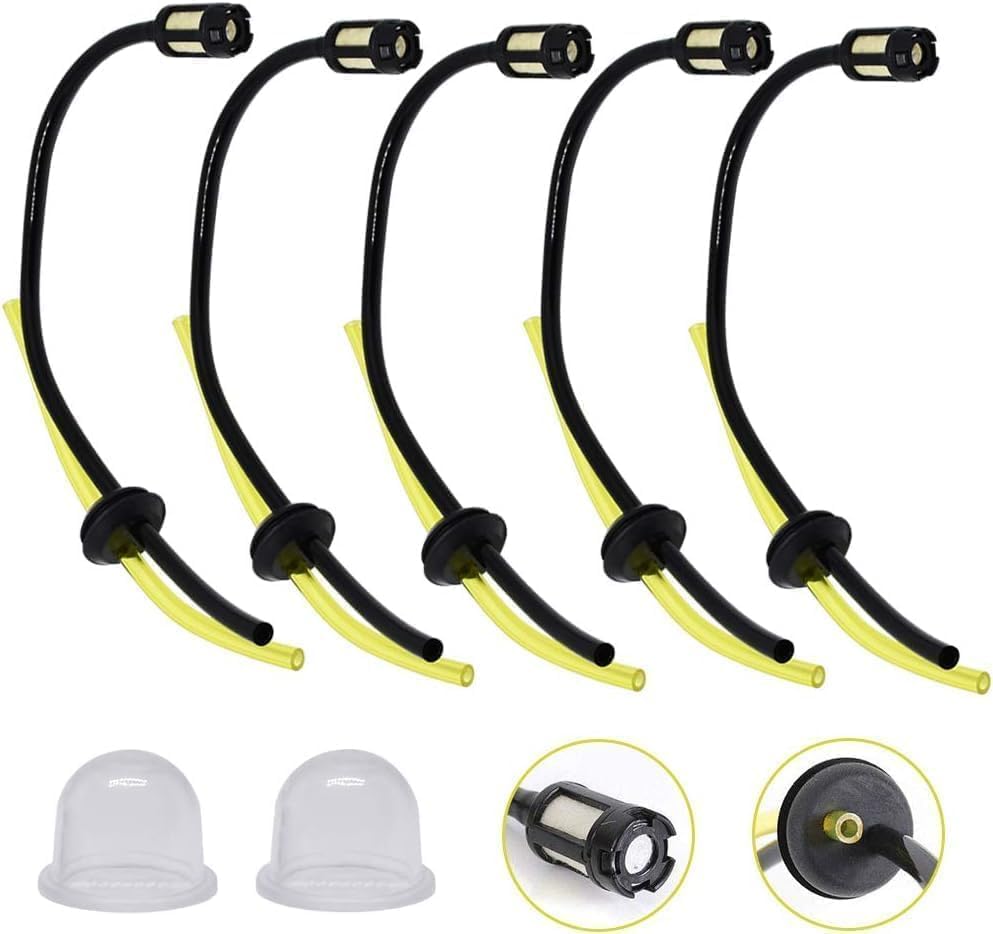 5 Pcs Strimmer Fuel Pipe, AFASOES Universal Grass Trimmer Fuel Line Petrol Strimmer Fuel Pipe with Air Fuels Filter Primer Bulb for Brushcutter Trimmer Mower Hedge Trimmer