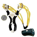 TSEAH Stainless Steel Hunting Slingshot Powerful Triple Force Outdooor Professional Fishing Sling Shot + Bag + 100Pcs 9mm Ammo Balls