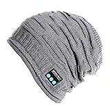 CoCo Fashion Soft Warm Beanie Hat Wireless Bluetooth Smart Cap Headphone Headset Speaker Mic (MZ012_Grey)