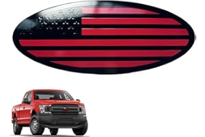MOCANGTU 9.5 inch Overlay Emblem Front Grille Tailgate Rear Aluminum Oval American Black Flag Badge for Ford F150 2015 2016 2017 2018 2019 2020 2021(9.5 Inch-Red)