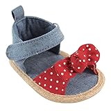 Luvable Friends Baby Girl Bow Sandal, Red Bow, 0-6 Months