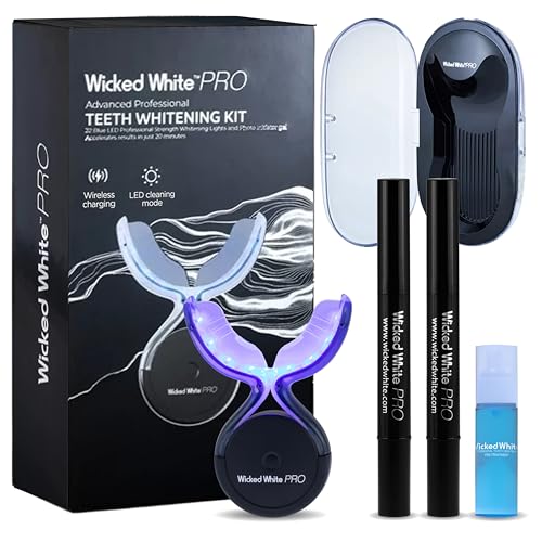 PRO Professional LED Teeth Whitening Kit with Wireless Charging Case, LED Cleansing